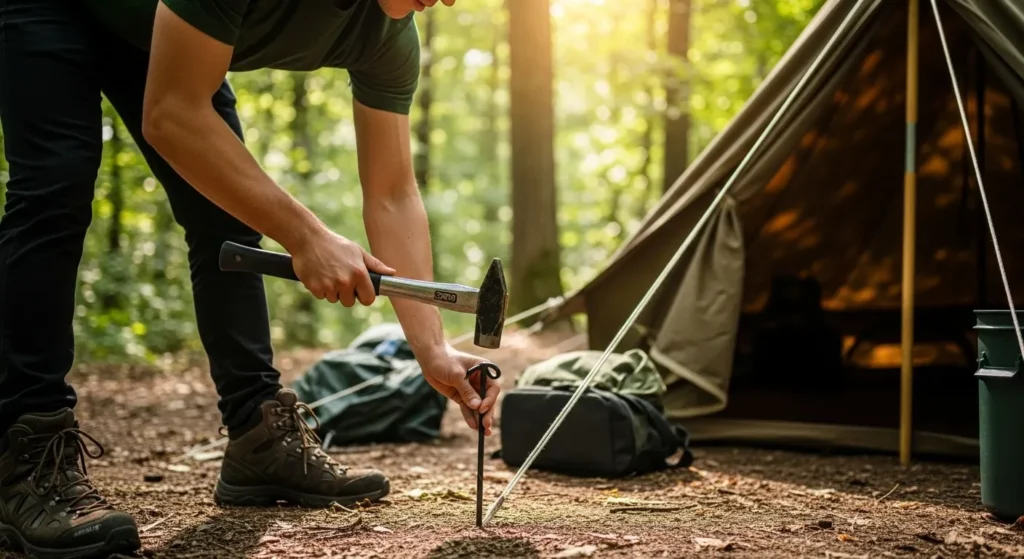 Use a Mallet or Hammer for Campsite Setup